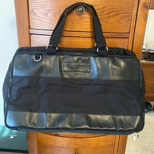 Harley Davidson large black duffel bag luggage tote canvas and leather like new
